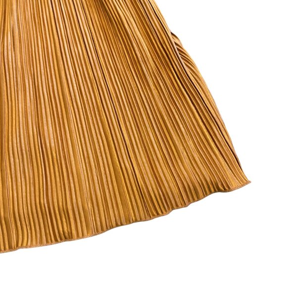 Kirious Copper Pleated Mini Dress Sleeveless Empire Waist Stretch Party Sz Small - Picture 4 of 12